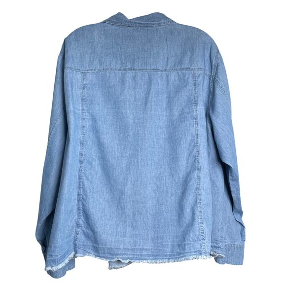 Alex Jordan Women's Plus Size 2X Blue Longsleeve Button Up Shirt - Picture 2 of 6